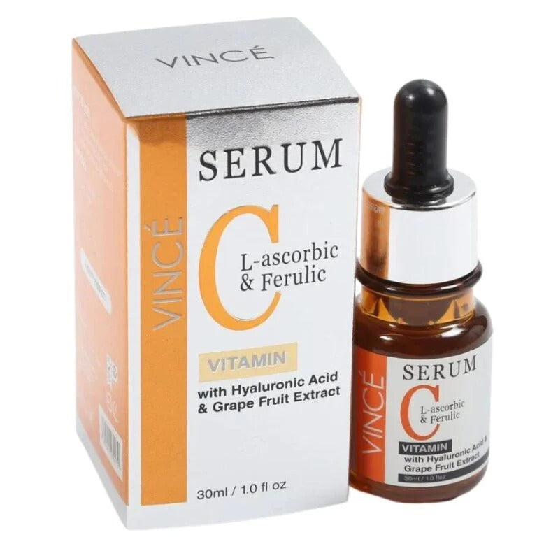 VINCE Vitamin C Serum – Advanced Brightening & Anti-Aging Formula with L-Ascorbic Acid, Ferulic Acid & Hyaluronic Acid