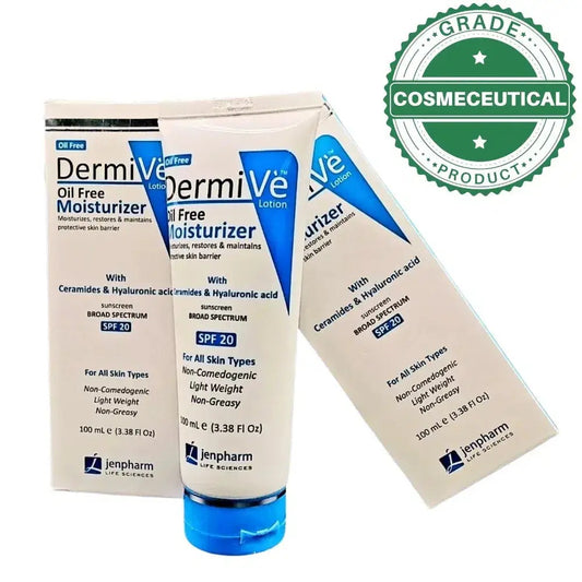 DermiVe Oil-Free Skin Moisturizer – Lightweight Hydration with Ceramides & Hyaluronic Acid for Oily, Combination & Acne-Prone Skin