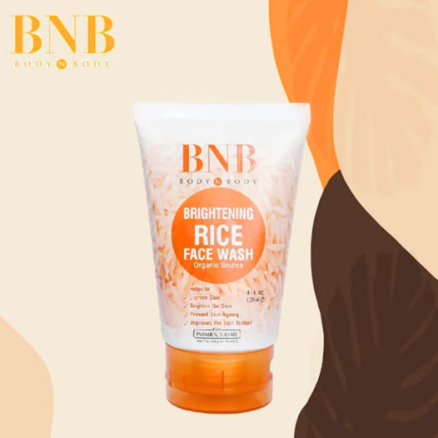 BNB Rice Face Wash – Organic Brightening & Deep Cleansing Formula with Fermented Rice Water & Vitamin E
