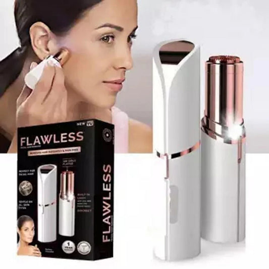 Flawless Facial Hair Remover for Women – Painless, Portable & Gentle Hair Removal Device with Built-in Light (Upper Lip, Chin & Cheeks)